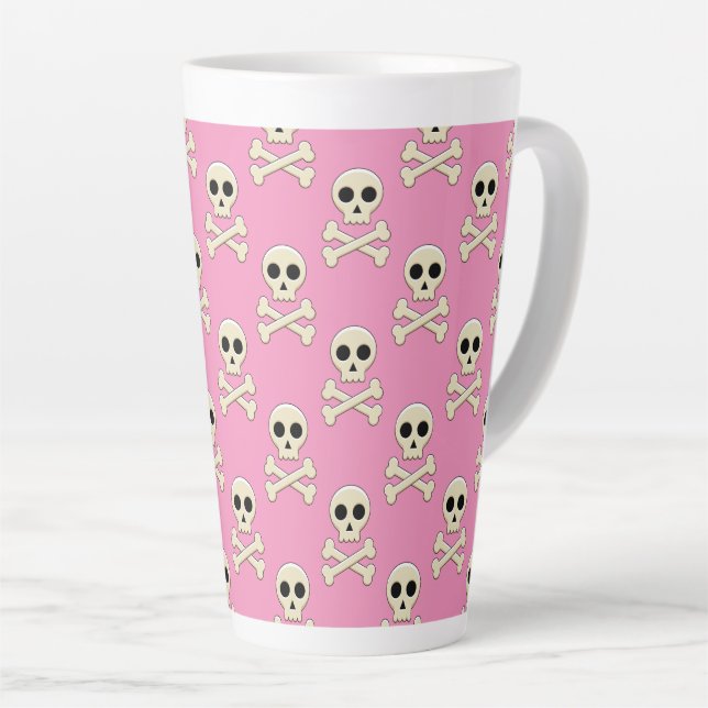 Taza De Café Latte Calavera con huesos (Ángulo derecho)