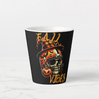 Taza De Café Latte Calavera de Fútbol de Caall Vibes - Mug de Hallowe