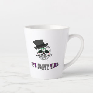 Taza De Café Latte Calavera decorada con bigote divertido para fiesta