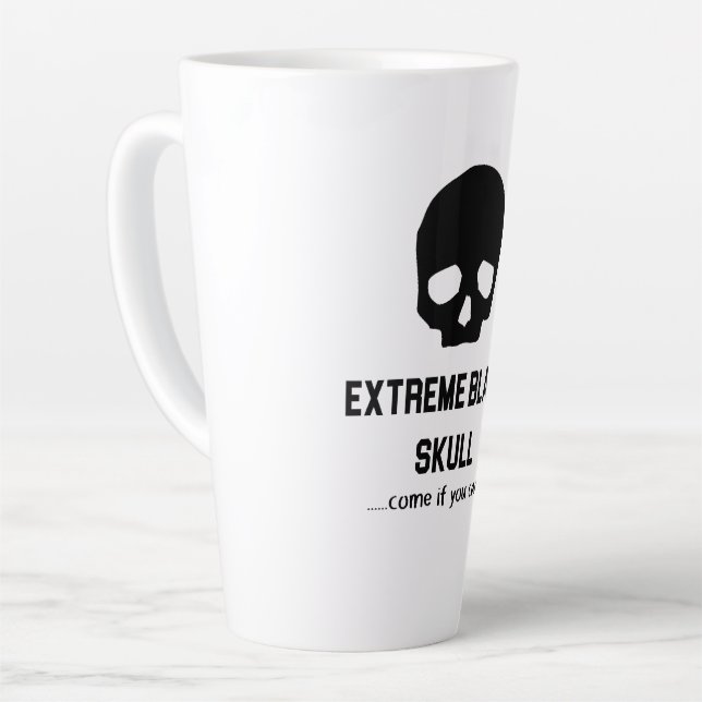 Taza De Café Latte Calavera negra extrema (Ángulo izquierdo)