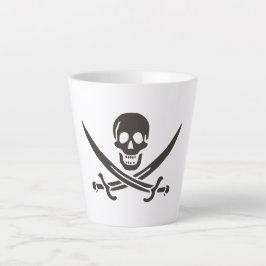 Taza De Café Latte Calavera obsidiana espada Bandera pirata de Calico
