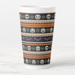 Taza De Café Latte Calavera y murciélagos de Halloween, de estilo lis