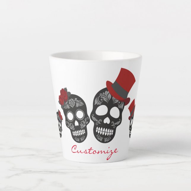 Taza De Café Latte Calaveras negras Duo Thunder_Cove (Anverso)