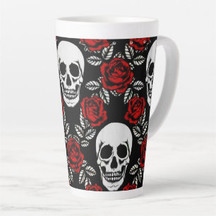 Taza De Café Latte Calaveras Y Rosas De gótico