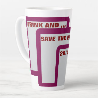 Taza De Café Latte Calcomanía editable de "Save the Date" – Bebida y.