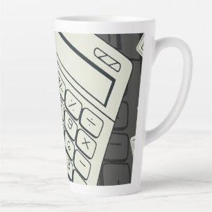 Taza De Café Latte Calculadora minimalista y ilustración de patrón ma