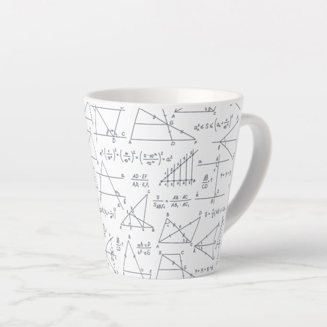 Taza De Café Latte Cálculos manuscritos matemáticos Ilustraciones lat (Ángulo derecho)