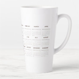 Taza De Café Latte Calendario fotográfico personalizado 2025 Mug