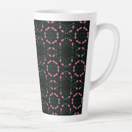 Taza De Café Latte Calidoscopio de Esmeralda y Rosa