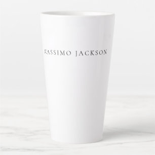 Taza De Café Latte Caligrafía de nombre propio chic simple negro blan
