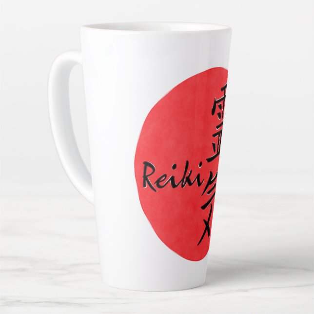 Taza De Café Latte Caligrafía De Reiki Y Palabra 1 (Ángulo izquierdo)