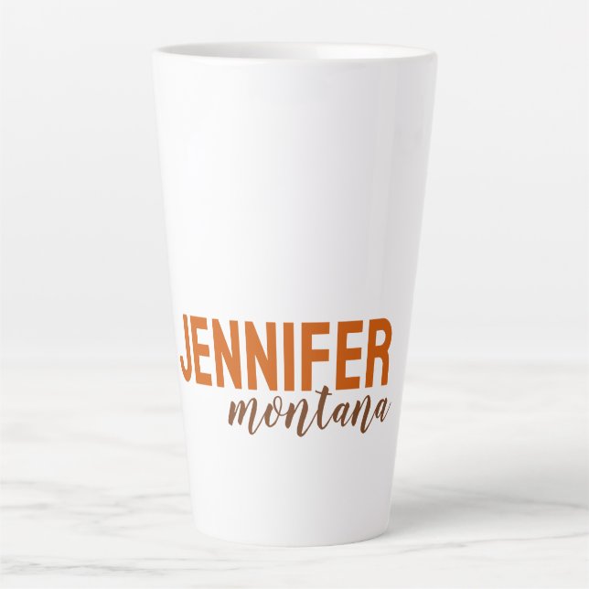 Taza De Café Latte Caligrafía Elegante Llanura Añadir nombre propio (Anverso)