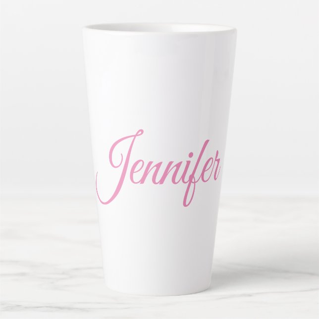 Taza De Café Latte Caligrafía Elegante Nombre Personalizado Blanco Ro (Anverso)