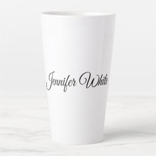 Taza De Café Latte Caligrafía Elegante Retro Blanco y Negro