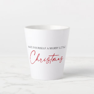 Taza De Café Latte Calligrafía Navidades Minimalistas de tinta roja