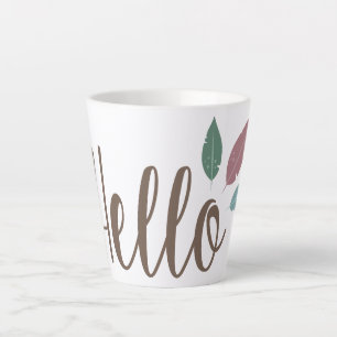 Taza De Café Latte Calligraphy hello boho fethers