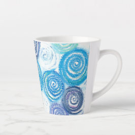Taza De Café Latte Calmar círculos creados con tonos azules