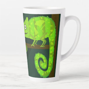Taza De Café Latte Camaleón lindo verde