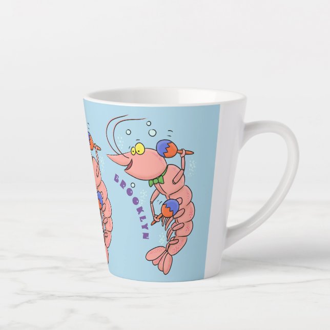 Taza De Café Latte Camarón alegre, personalizado de la gamba (Derecha)