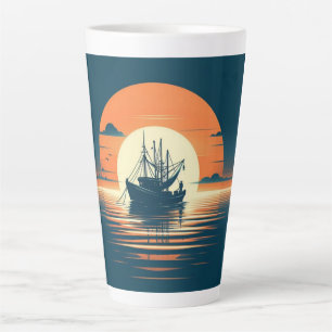 Taza De Café Latte Camarón/pesca de vintage/náutico