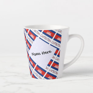 Taza De Café Latte Camboya Bandera Camboyana Personalizada con mosaic