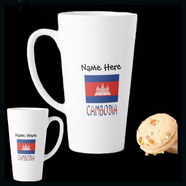 Taza De Café Latte Camboya y la bandera camboyana personalizan el lat (Subido por el creador)