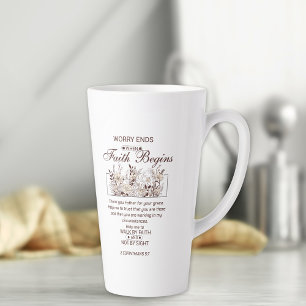 Taza De Café Latte Caminar por la fe 2 Escritura Floral Corinthians
