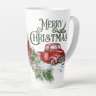Taza De Café Latte Camión Navidad con cardenal Mug