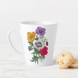 Taza De Café Latte Camionetas amarillas rojas y verdes hojas