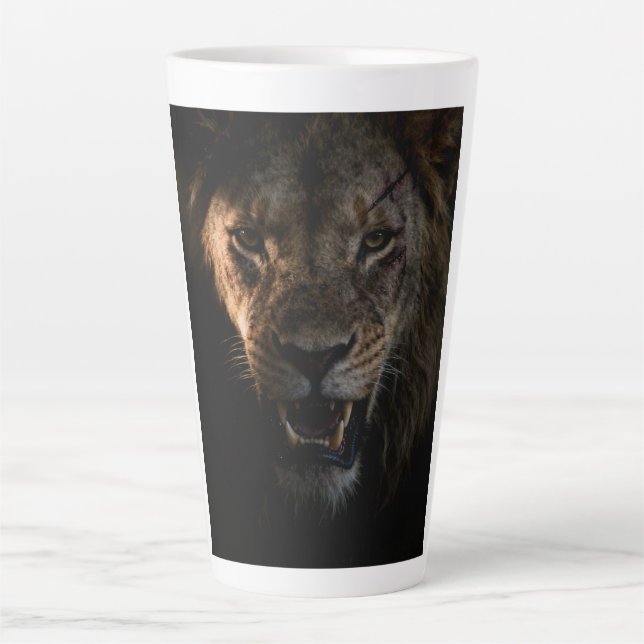 Taza De Café Latte camiseta con un león (Anverso)
