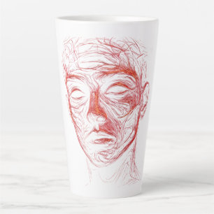 Taza De Café Latte Camiseta de ciencia ficción con rostro de arte de 