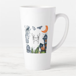 Taza De Café Latte Camiseta de cuadro de fiesta espeluznante