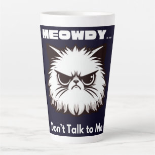 Taza De Café Latte Camiseta de gato enojado divertida - Meowdy No me