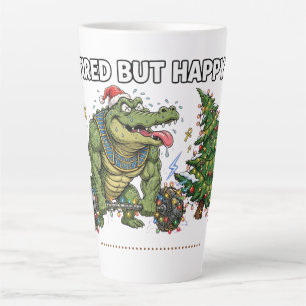 Taza De Café Latte Camiseta de Gimnasio de Cocodrilo Divertido Cansad