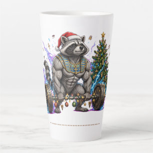 Taza De Café Latte Camiseta de gimnasio de mapache Merry Liftmas