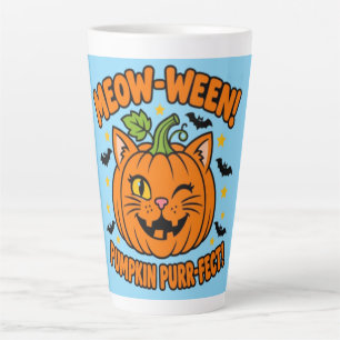 Taza De Café Latte Camiseta de Halloween de gato lindo Meow Ween Pump