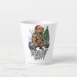 Taza De Café Latte Camiseta de Navidad de Capybara de Gimnasio Cansad