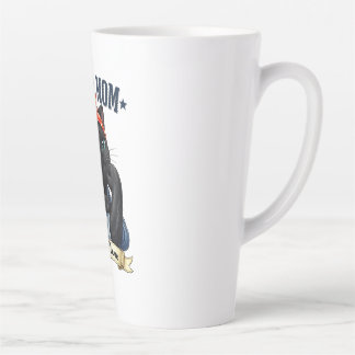 Taza De Café Latte Camiseta del Día de la Madre Super Mamá Gato Negro