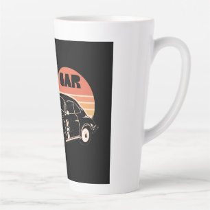 Taza De Café Latte Camiseta gráfica de coche retro vintage atardecer