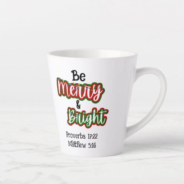 Taza De Café Latte Camiseta Merry & Bright (Derecha)