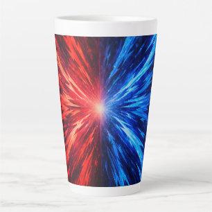 Taza De Café Latte camiseta roja azul, camiseta de explosión abstract