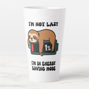 Taza De Café Latte Camiseta Sleepy Sloth Energy Mode – Humor Perezoso