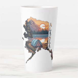 Taza De Café Latte Campamento en el contorno de Alaska