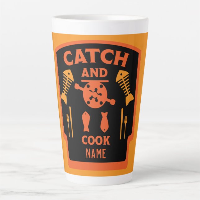 Taza De Café Latte Campamento Y Pesca (Anverso)