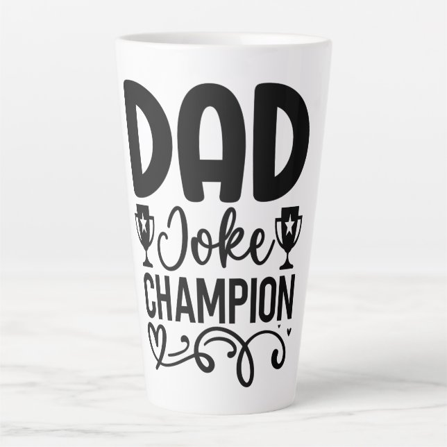 Taza De Café Latte Campeón de Chiste de papá | Gracioso regalo del Dí (Anverso)