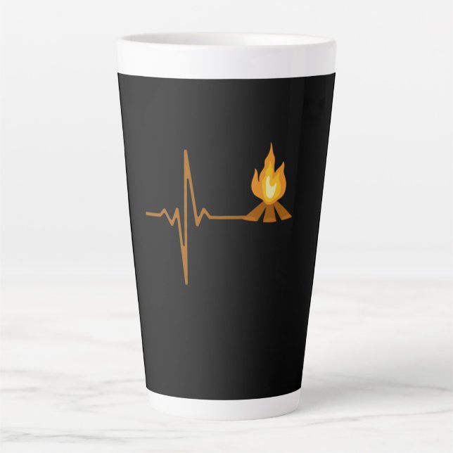 Taza De Café Latte Campfire Heartbeat Camping (Anverso)