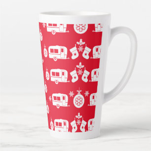 Taza De Café Latte Camping de caravanas felices Navidades