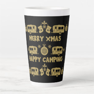 Taza De Café Latte Camping de caravanas felices Navidades