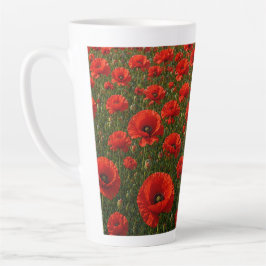 Taza De Café Latte Campo de amapolas