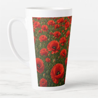 Taza De Café Latte Campo de amapolas